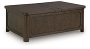 Breckington - Cocktail Table With Storage - Dark Brown - R&R Furniture Gallery (Fountain Valley, CA)