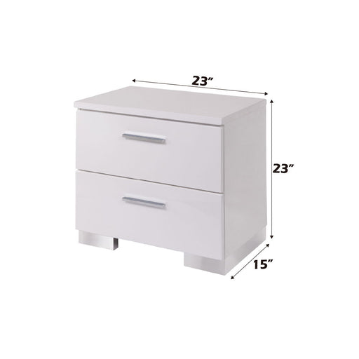 Lorimar - Nightstand - White & Chrome Leg - R&R Furniture Gallery (Fountain Valley, CA)