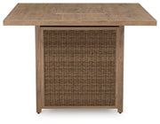 Walton Bridge - 5 Pc. - Square Bar Table W/Fire Pit, 4 Barstools - Driftwood - R&R Furniture Gallery (Fountain Valley, CA)
