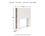 Signature Design by Ashley Aprilyn bookcase headboard with built-in shelves and a modern wood finish, ideal for bedroom storage.