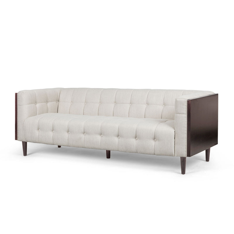 Contemporary Mid-Century Charm 3 Seater Sofa With Button Tufted Waffle Stitching - R&R Furniture Gallery (Fountain Valley, CA)