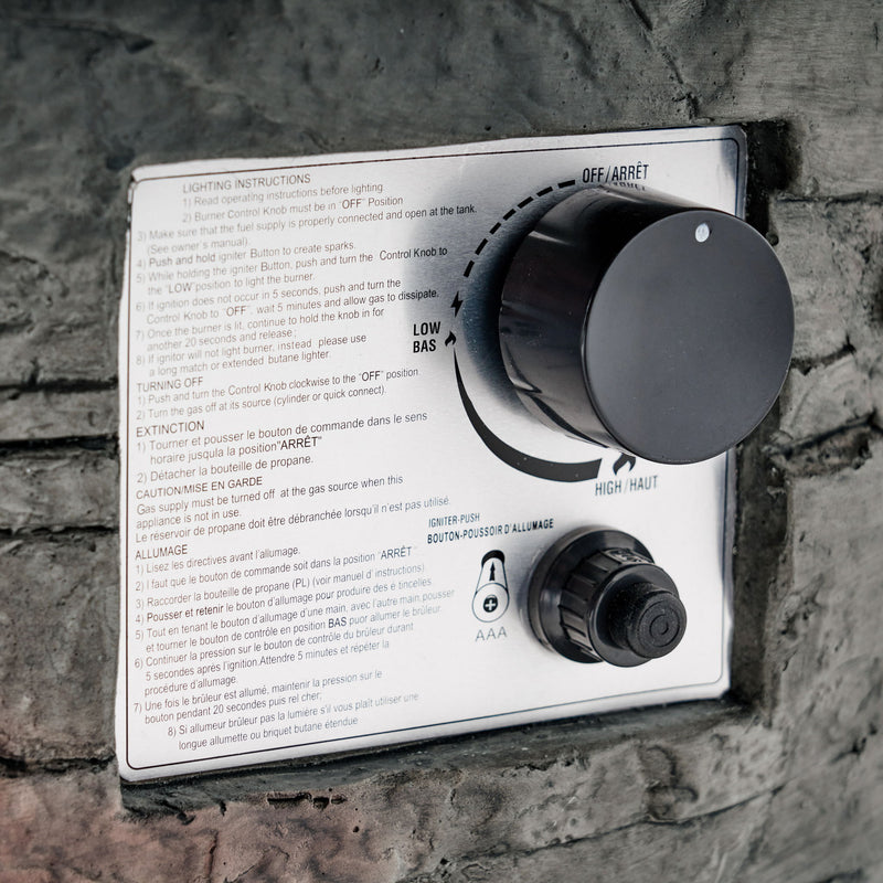 Transitional Outdoor 32" Round Propane Fire Pit Table, Lightweight Concrete Construction - Stone Gray - R&R Furniture Gallery (Fountain Valley, CA)