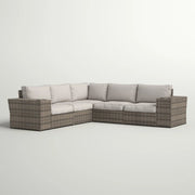Wide Outdoor Wicker Patio Sectional With Cushions & Reversible Design - Gray - R&R Furniture Gallery (Fountain Valley, CA)