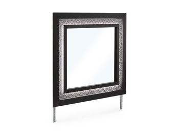 Black bedroom mirror from Signature Design by Ashley® with a sleek, modern frame and reflective glass for stylish bedroom decor.