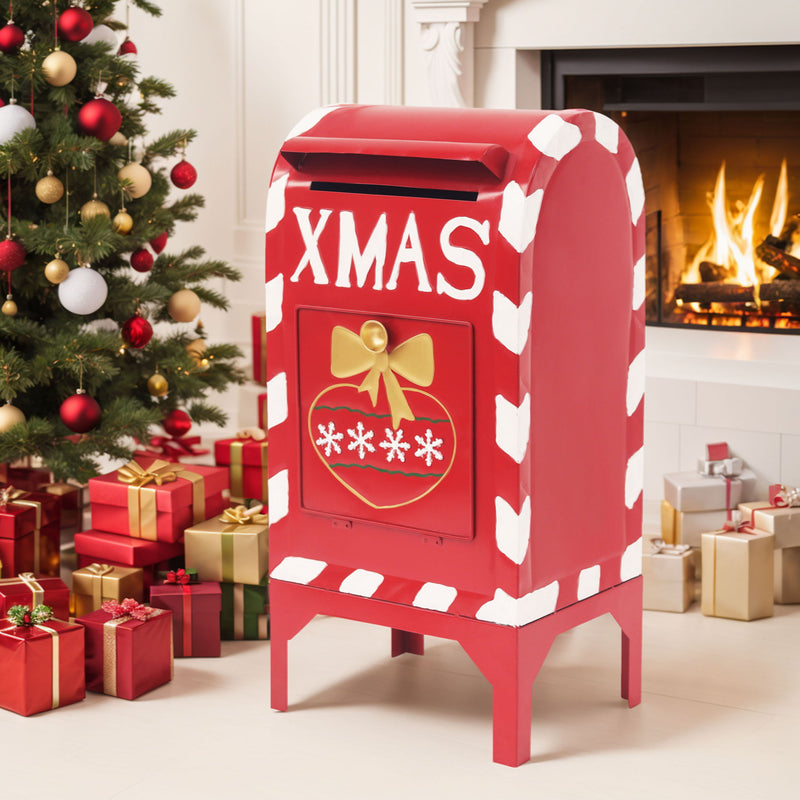 Red Christmas mailbox decoration with festive holiday charm, featuring classic design by Noble House.