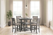 Wrenning - Drm Counter Table Set (Set of 5) - Gray - R&R Furniture Gallery (Fountain Valley, CA)