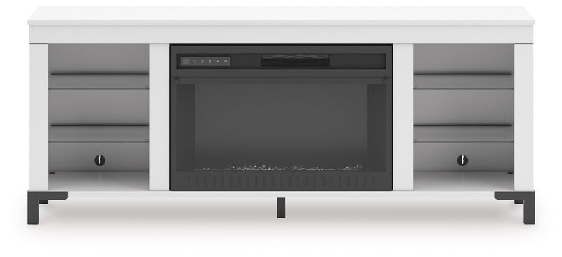 Brollevi - TV Stand With Fireplace - White - R&R Furniture Gallery (Fountain Valley, CA)