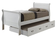 Elegant Glory Furniture trundle bed with classic design, showing the frame and storage drawer in a cozy bedroom setting.