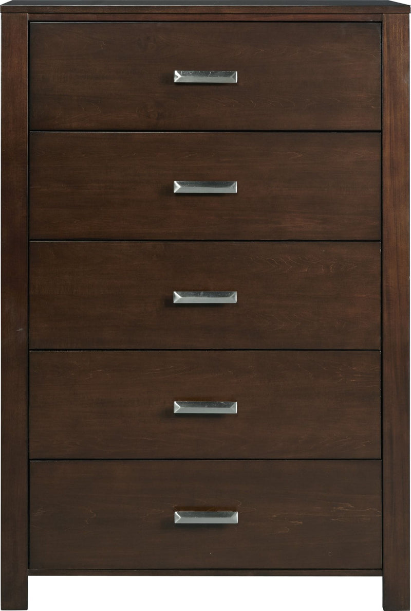 Riva Five Drawer Chest in Chocolate Brown (2024)
