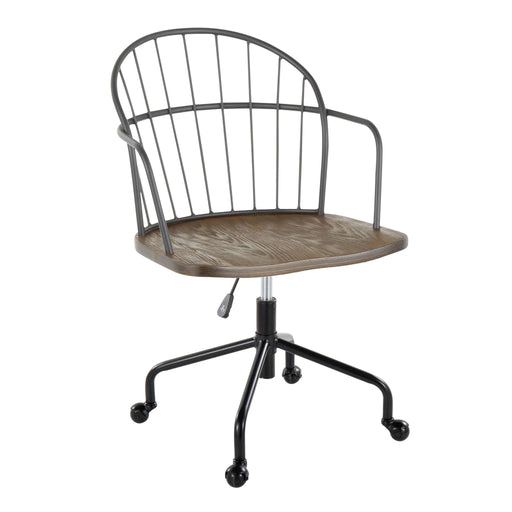 Lumi Source Riley farmhouse adjustable office desk chair with wooden accents and cushioned seat for comfortable workspace seating.