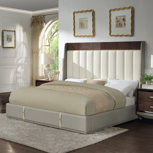 Jamonica - Eastern King Bed - Beige & Dark Brown - R&R Furniture Gallery (Fountain Valley, CA)
