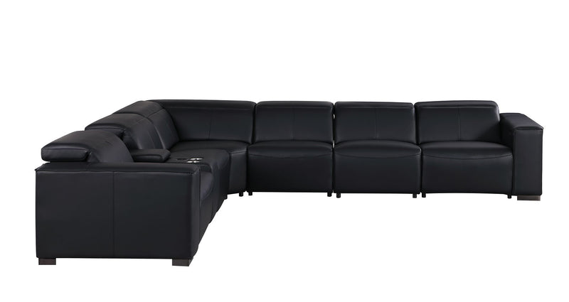 1208 - 7 Piece L-Shaped Leather Reclining Sectional With 3 Power Recliners