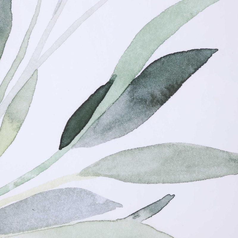 Set of three framed Simple Sage watercolor prints by Uttermost with white backgrounds, featuring soft green and blue botanical designs.