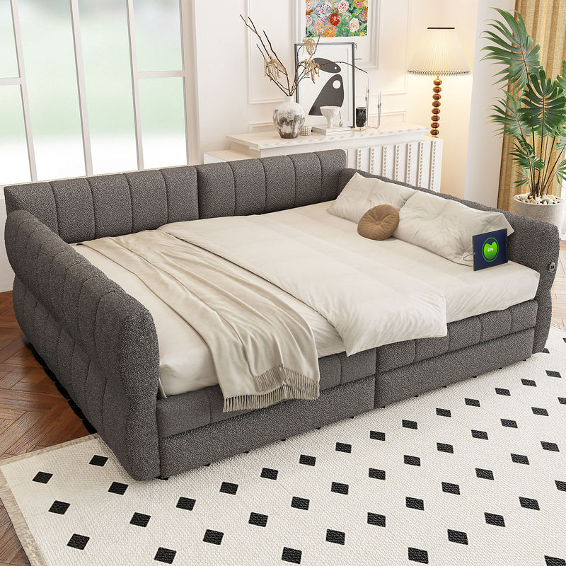 Upholstered Platform Bed With USB Charging - R&R Furniture Gallery (Fountain Valley, CA)