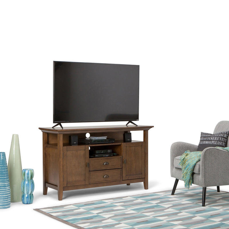 Redmond - Tall TV Media Stand - Rustic Natural Aged Brown - R&R Furniture Gallery (Fountain Valley, CA)