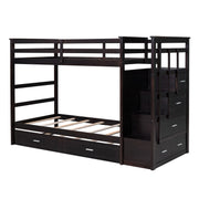 DreamHaus bunk bed with trundle and staircase, featuring sturdy wood construction and space-saving design for kids’ bedrooms.