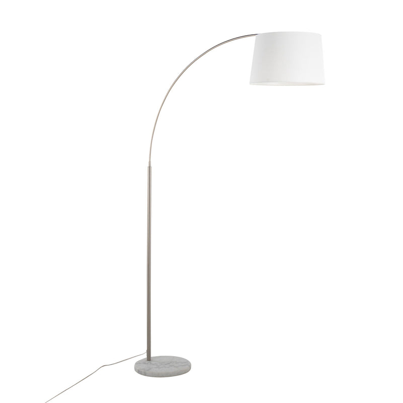 Lumi Source March contemporary floor lamp with sleek design, standing on a circular base with a tall, slim body and a modern lampshade.