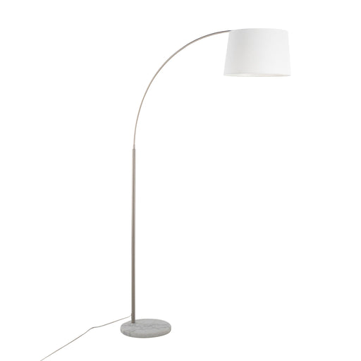 Lumi Source March contemporary floor lamp with sleek design, standing on a circular base with a tall, slim body and a modern lampshade.