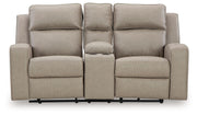 Lavenhorne - Dbl Rec Loveseat W/Console - Pebble - R&R Furniture Gallery (Fountain Valley, CA)
