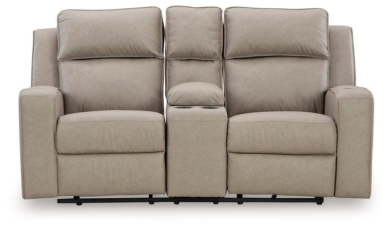 Lavenhorne - Dbl Rec Loveseat W/Console - Pebble - R&R Furniture Gallery (Fountain Valley, CA)
