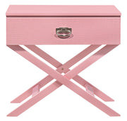Durable Glory Furniture accent nightstand with a modern design, featuring a sleek wooden surface and storage drawer.