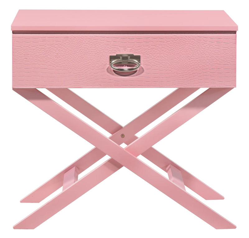 Durable Glory Furniture accent nightstand with a modern design, featuring a sleek wooden surface and storage drawer.