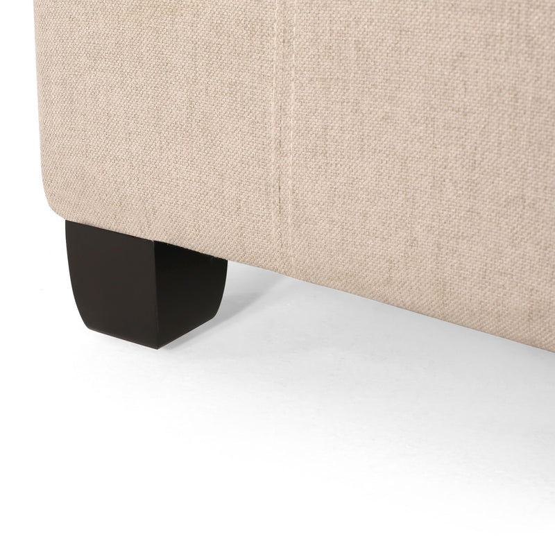 Noble House Isabella contemporary storage ottoman with plush fabric upholstery and hidden storage compartment.