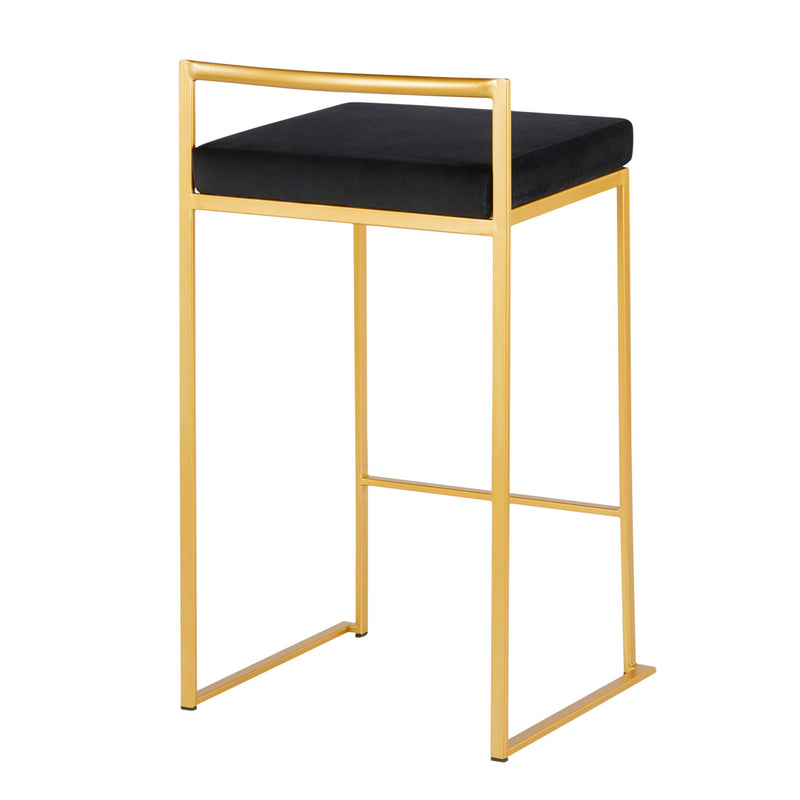 Set of two Lumi Source Fuji contemporary glam design counter stools with sleek seats and metal legs, ideal for modern kitchen decor.