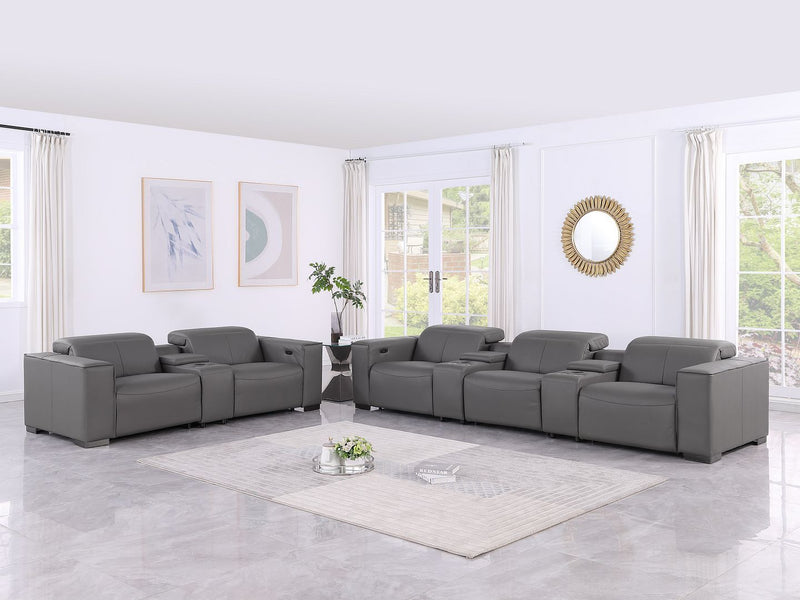 1208 - Modular Leather Sofa Loveseat With 6 Recliners And Power Headrests - R&R Furniture Gallery (Fountain Valley, CA)