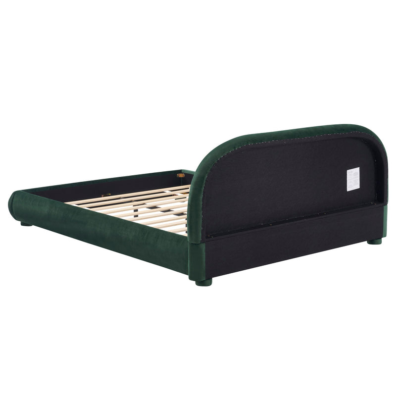 Upholstered Simple Modern Bedroom Bed With Curved Headboard - R&R Furniture Gallery (Fountain Valley, CA)