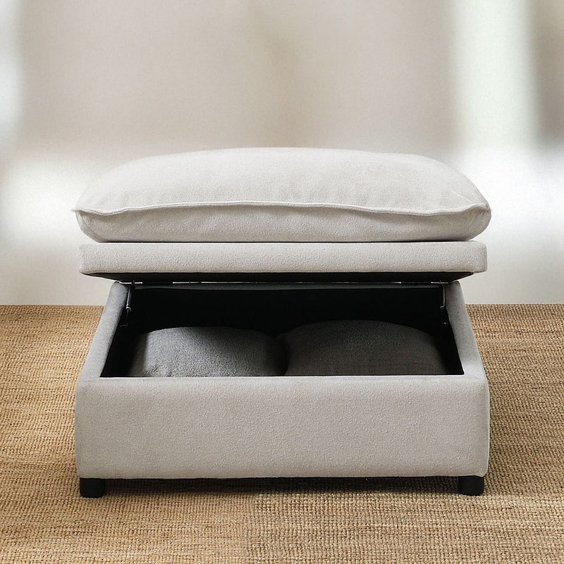 Marisa - Modular Ottoman With Storage - Beige Boucle - R&R Furniture Gallery (Fountain Valley, CA)