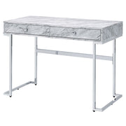 Tigress - Writing Desk - White Printed Faux Marble Top & Chrome - R&R Furniture Gallery (Fountain Valley, CA)