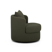 TOV Furniture Silvi swivel chair with a modern design, featuring a rounded cushioned seat and sleek metal base.