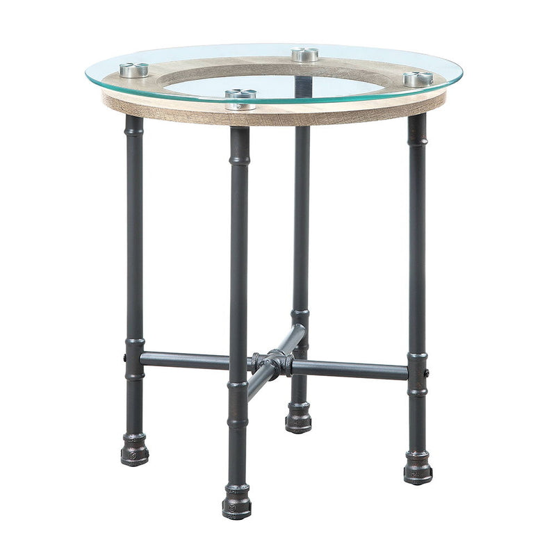 Brantley - End Table - Clear Glass & Sandy Gray - R&R Furniture Gallery (Fountain Valley, CA)