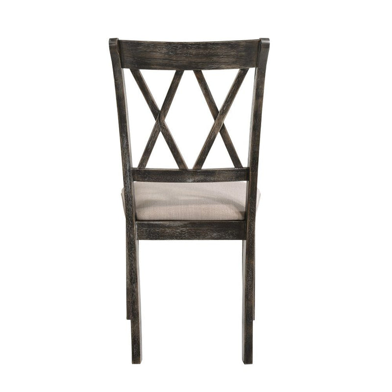 Claudia II - Side Chair (Set of 2) - Beige Fabric & Weathered Gray - R&R Furniture Gallery (Fountain Valley, CA)