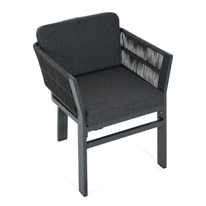 7 Piece Outdoor Dining Set & Table And 6 Chairs - Black / Gray / Teak