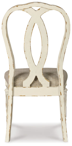 Realyn - Dining UPH Side Chair (Set of 2) - Ribbonback - Chipped White - R&R Furniture Gallery (Fountain Valley, CA)