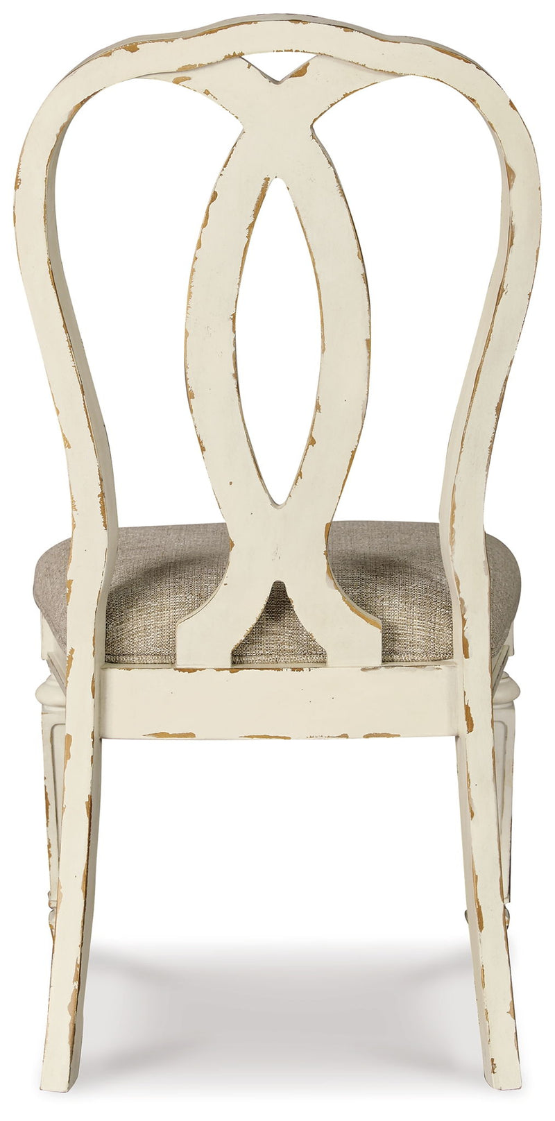 Realyn - Dining UPH Side Chair (Set of 2) - Ribbonback - Chipped White - R&R Furniture Gallery (Fountain Valley, CA)