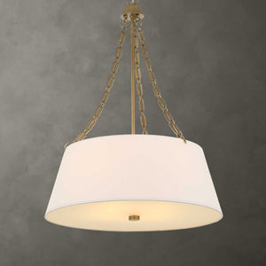 Uttermost Andalucia 4-light gold and white drum pendant light hanging fixture with elegant design and modern style.