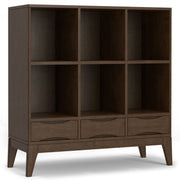 Harper - Low 6 Cube Storage With Drawers - Walnut Brown - R&R Furniture Gallery (Fountain Valley, CA)