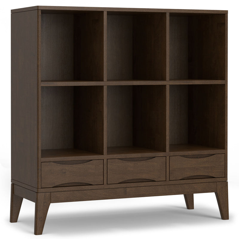 Harper - Low 6 Cube Storage With Drawers - Walnut Brown - R&R Furniture Gallery (Fountain Valley, CA)