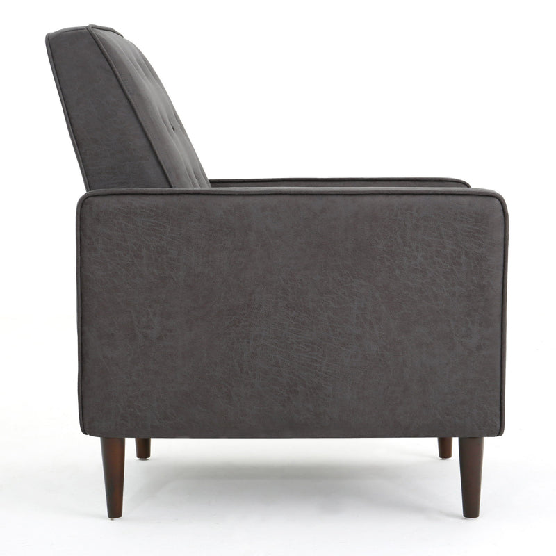 Macedonia - Mid Century Modern Button Tufted Fabric Recliner - Slate - R&R Furniture Gallery (Fountain Valley, CA)