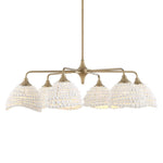 Uttermost Biddeford 6 Light Beaded Pendant in white, hanging design with beaded detailing for modern pendant lighting.