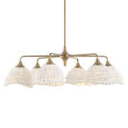 Uttermost Biddeford 6 Light Beaded Pendant in white, hanging design with beaded detailing for modern pendant lighting.