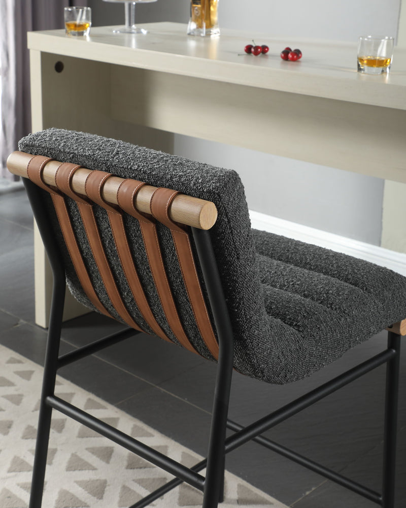 Lahni - 17" Boucle Fabric Counter Height Chair - R&R Furniture Gallery (Fountain Valley, CA)