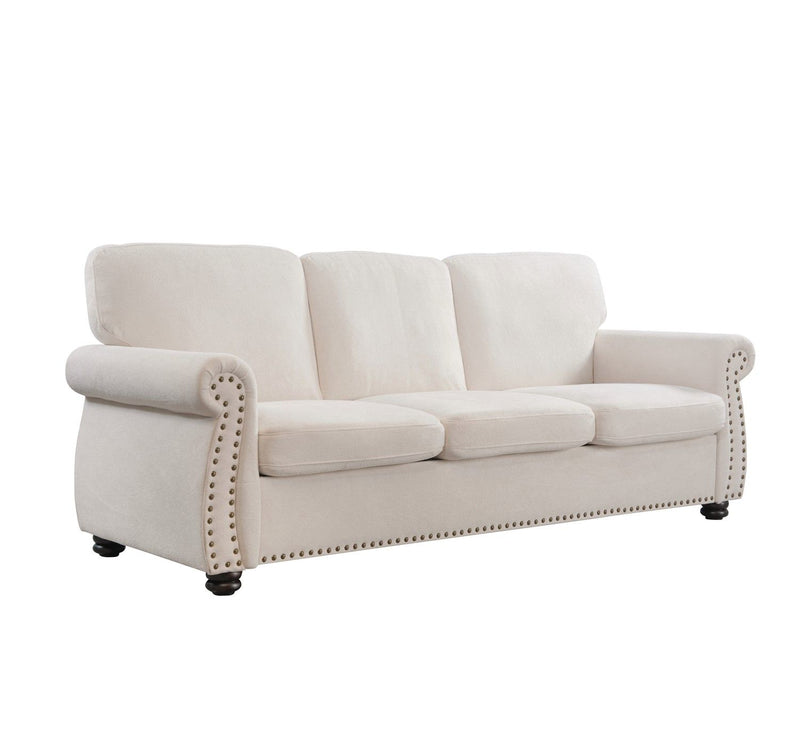 Soft Sofa, Upholstered 3 Seater Couch With High Density Foam, Loose Back Cushions And Turned Legs - R&R Furniture Gallery (Fountain Valley, CA)