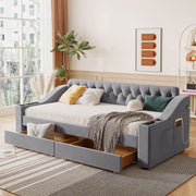 Upholstered Daybed With Storage Armrests And USB Port - R&R Furniture Gallery (Fountain Valley, CA)