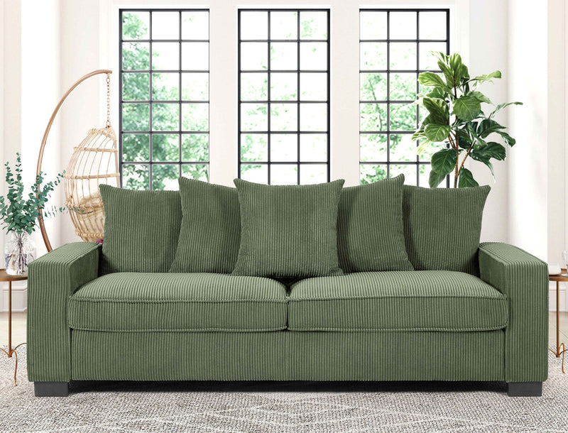 Luxe Sofa With 5 Matching Toss Pillows, Sleek Design, Spacious And Comfortable 3 Seater Couch - R&R Furniture Gallery (Fountain Valley, CA)