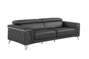 1140 - Top Grain Italian Leather Living Room Set - Black - R&R Furniture Gallery (Fountain Valley, CA)