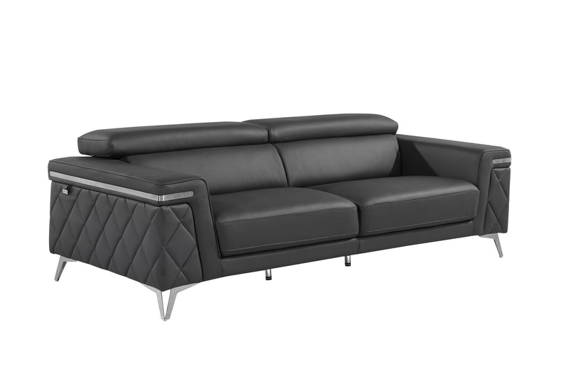 1140 - Top Grain Italian Leather Living Room Set - Black - R&R Furniture Gallery (Fountain Valley, CA)